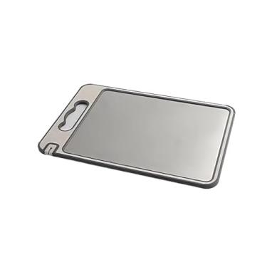 Imagem de Tábua de Corte Dupla Face Premium de Titânio - Aço Inox de Grau Alimentício para Cozinha e Jantar(Bege)