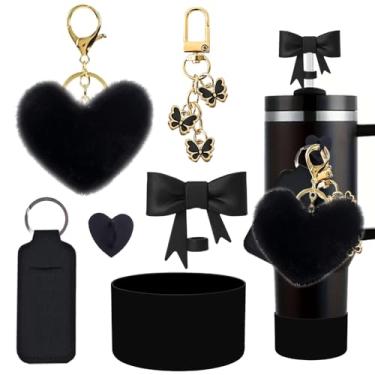 Imagem de Acessórios para copo Stanley - garrafa de água, copo de silicone, pingentes de chaveiro para copo Stanley Cup 1,247 g (preto)