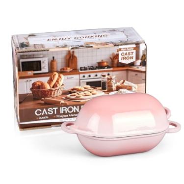 Imagem de HaSteeL Forno holandês esmaltado de ferro fundido (rosa, 2,8 litros)