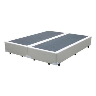 Imagem de Cama Base Box King Bipartido Sintético Branco 27X193X203