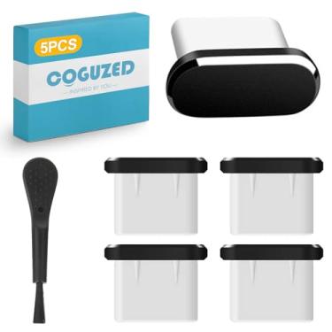 Imagem de CoguZed Pacote com 5 plugues de poeira USB-C com escova de limpeza integrada – Protetor de porta antipoeira durável para laptops e smartphones (compatibilidade universal, fácil de usar)
