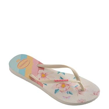 Imagem de Chinelo Slim Floral, Havaianas, Feminino, Bege Palha, 39/40