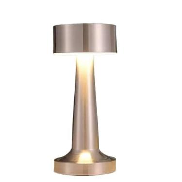 Imagem de Luminárias de Mesa de mesa metal dourado Candeeiro Abajur Touch Recarregável Sem Fio Led(Prata)