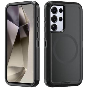 Imagem de Asuwish Capa de celular para Samsung Galaxy S24 Ultra 5G com protetor de tela de vidro temperado Capa magnética híbrida à prova de choque acessórios para celular S24Ultra 24S S 24 24Ultra Mulheres