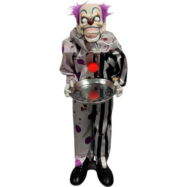 Imagem de Brinquedo de Halloween Boneco Animatrônics com Movimento e Bandeja pra Doce com Luz e Som Bruxa Mordomo ou Palhaço (Palhaço)