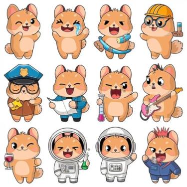 Imagem de Adesivos de Animais e Personagens Kawaii para Quarto, Caderno e Decorativos Infantis 40x40cm