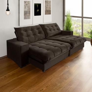 Imagem de Sofá Califórnia Retrátil E Reclinável 3 Lugares 2,10m Com Molas Ensacadas E Pillow Marrom