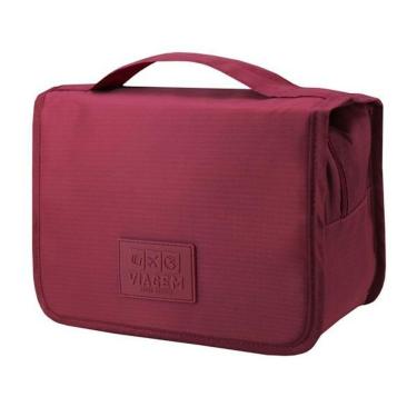 Imagem de Necessaire Com Gancho Para Viagem Estampa Lisa Jacki Design Vermelho Escuro