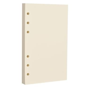 Imagem de Papel A6 de folhas soltas em branco com 6 furos, bege – Refil de páginas para fichário padrão A6 com 6 anéis, agendas – Ideal para escritório, estudo, receitas, viagens e orçamento – 80 folhas