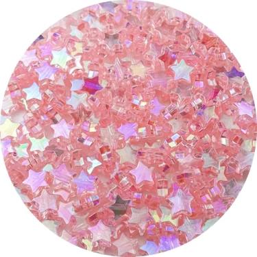 Imagem de Tingoons 450 peças de contas acrílicas em forma de estrela AB Colors contas espaçadoras de pônei soltas com orifício para fazer joias, colar, brinco, chaveiros, projetos DIY (rosa AB)