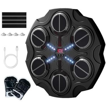 Imagem de Ruiyisi Máquina de boxe musical, máquina inteligente de treinamento de boxe Bluetooth com luvas, máquina de montagem na parede de boxe de velocidade ajustável para crianças e adultos, equipamento de