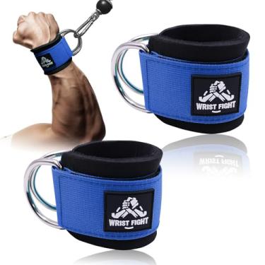 Imagem de Punhos de pulso com dois anéis D – Suporte seguro e confortável para exercícios de máquina de cabo, elevações laterais, treinamento de força do braço e exercícios de tríceps