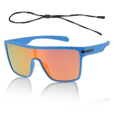 Imagem de TUCKBOLD 1 conjunto de óculos de sol de ciclismo anti-reflexo Tri-Acetil Cellulos TR90 UV400 Óculos de sol de ciclismo lente vermelha armação azul vermelha preta