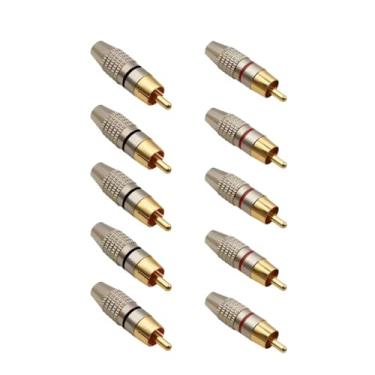 Imagem de Voluty Tek Adaptador de áudio e vídeo adequado para conectores RCA macho para fio de alto-falante, 10 peças