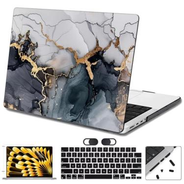 Imagem de Seanai Capa rígida para MacBook Pro de 14 polegadas versão 2025-2021 M5 A3434/M4 A3112 A3401 A3185/M3 A2918 A2992/M2 A2779/M1 A2442 Pro/Max, capa rígida com capa de teclado e tela Flim para Touch ID