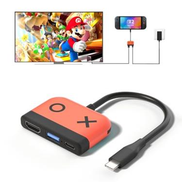 Imagem de Switch Dock para Nintendo Switch 2, estação de ancoragem de TV portátil de substituição com porta HDMI 4K/60HZ TV USB 3.0 e carregamento USB C, compatível com Nintendo Switch/Switch 2/Switch OLED