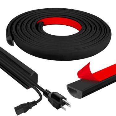 Imagem de Escondedor de cabos, ocultador de cabo de parede autoadesivo de 299 cm, capas de cabo de extensão para piso, capa de fio corretivo para TV montada na parede, cavidade de cabos de casa e escritório 1,6