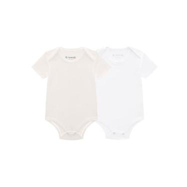 Imagem de Kit de bodies bebê unissex com cor lisa Brandili Baby Branco, Branco, 