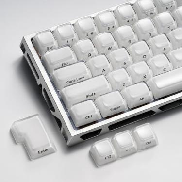 Imagem de XVX Jelly R2 Conjunto de teclas com perfil MDA translúcido impresso na lateral, 122 teclas Double Shot PC + ABS para switches MX e teclados mecânicos ANSI Layout - Branco