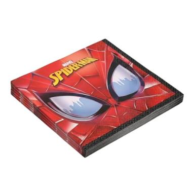Imagem de Guardanapos de almoço do Homem-Aranha Marvel – 16 Ct. | Guardanapos de papel de 2 camadas de 16,5 cm para crianças, suprimentos de festa de aniversário do Homem-Aranha, utensílios de mesa e decorações