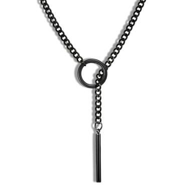 Imagem de xdlhghe Colar gótico preto para mulheres, lua, aço inoxidável, corrente deslizante, gargantilha longa, gótica e punk, joia para presente, Large, Aço inoxidável, Sem Pedra Preciosa