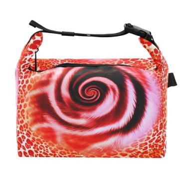 Imagem de STAYTOP Lancheira com estampa de leopardo rosa com fivela, lancheira isolada para meninos e meninas, lancheira térmica para trabalho escolar