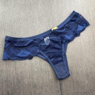 Imagem de Tanga Fio Renda Cor:Azul MarinhoTamanho:P - Kit Mania Lingerie, Azul m