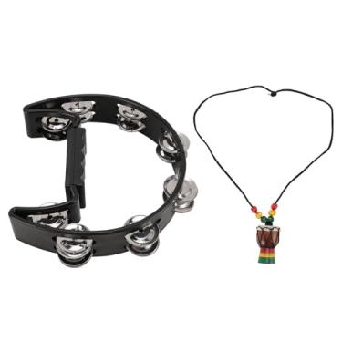 Imagem de Cryfokt Pandeiro de Mão Resistente Portátil Com Sinos de Metal para Concerto de Dança de Festa, Preto, Aço Inoxidável Abs, Presente Ideal