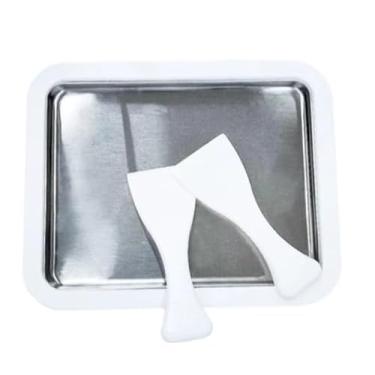 Imagem de Máquina de Rolo de Sorvete Caseiro em Aço Inox – Ice Cream Roll Maker com Espátulas(branco)