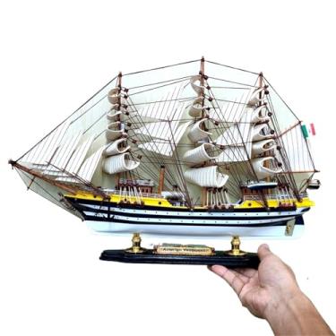 Imagem de shuicui Para as peças de madeira do modelo de barco à vela Vespucci estilo mediterrâneo, 50 cm de tamanho, para uso em um estudo como decoração