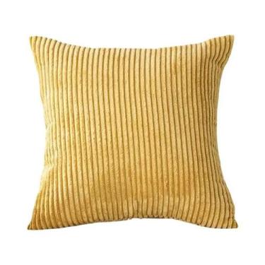 Imagem de Capas De Almofada De Veludo Cotelê Listradas Bege E Brancas 18x18, Cap