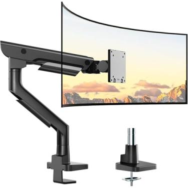 Imagem de monTEK Braço de monitor de alumínio premium para telas Ultrawide de 17 a 57 polegadas de até 26,8 kg, suporte de mesa única com mola a gás ajustável, placa VESA de liberação rápida, conjunto de 10
