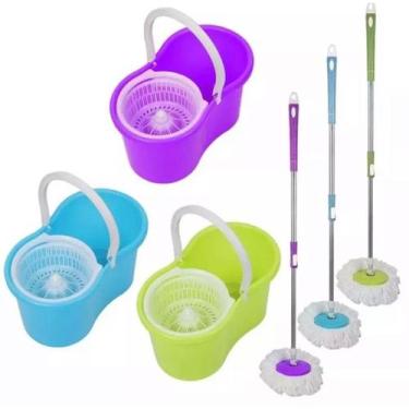Imagem de Mop esfregão Rodo De limpeza Pratico Giratório Cesto 09 litros - Em ca