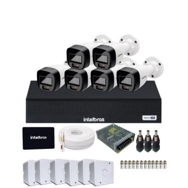 Imagem de Kit 6 Câmeras Intelbras Vhd 1220b Full Color DVR Mhdx 1108-c Com SSD 512gb