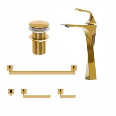 Imagem de Torneira Paris Alta, Valvula Click E Acessórios 4 Peças - GoldenX