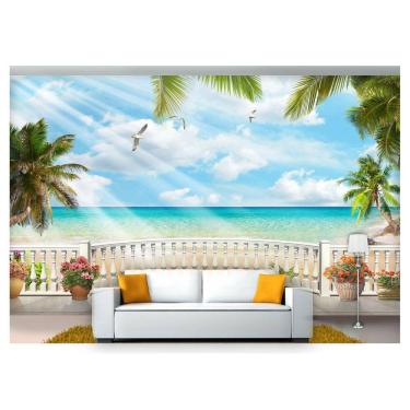 Imagem de Papel De Parede Paisagem Digital Varanda Praia  Dah15