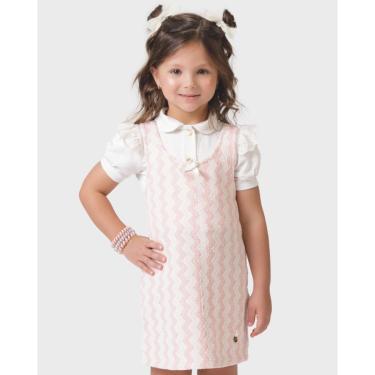 Imagem de Conjunto menina salopete blusa leve verão e fresquinho infantil- Rosa e Azul - Menina 1 a 4 anos-Feminino