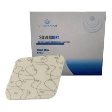 Imagem de Curativo Espuma E Prata Silversoft 10x10 Ag Poliuretano Macio e Adaptá