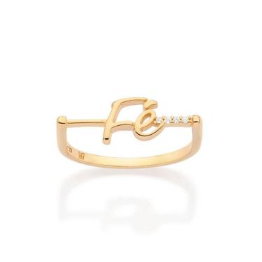 Imagem de Anel skinny fé banhado a ouro BRANCO 513557 Rommanel, Branco, 16
