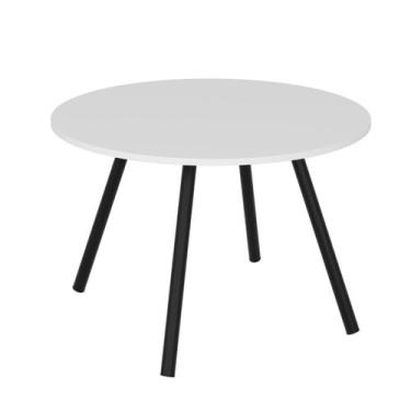 Imagem de Mesa Redonda 90cm Pé Palito Débora Branco/Preto Fosco - Devan Móveis