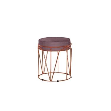 Imagem de Puff Aramado Redondo Bronze Babu Veludo Rose - V&G Decor