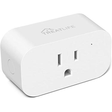 Imagem de Plugue inteligente, Tomada inteligente Treatlife 2,4 GHz 15 Amp Wifi com modo de bloqueio infantil e férias, conexão WiFi confiável, compatível com Alexa e Google Assistant, sem hub, controle remoto, 1 pacote