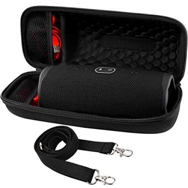 Imagem de COMECASE Capa rígida de viagem para alto-falante Bluetooth JBL Charge 4/Charge 5 à prova d'água. Bolsa de armazenamento para carregador e cabo USB (apenas a capa) - Preto