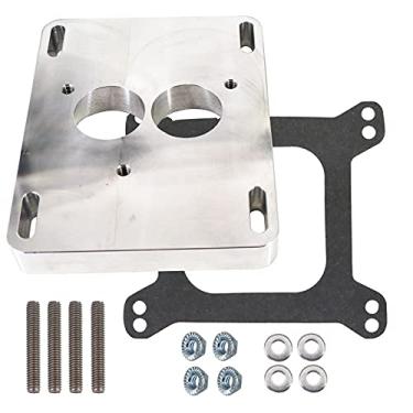 Imagem de Tektall Adaptador coletor de admissão substituto para Chevy TBI 5.7 350 adapta-se a um pequeno bloco de 4,4 cm de espessura do corpo do acelerador de 2,5 cm de espessura. Compatível com coletor de 4 cilindros. Liga durável