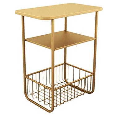 Imagem de KIZQYN Estante lateral para o chão, moderno simples ferro forjado casa armário de cabeceira rack de armazenamento prateleira do quarto estante (cor: b)