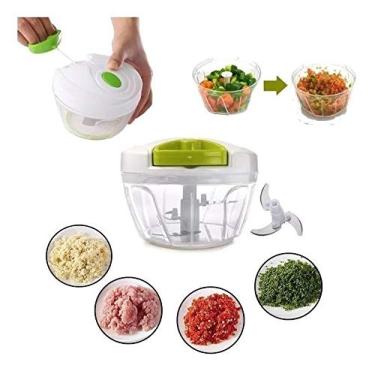 Imagem de Mini Processador De Alimentos Manual 3 Lâminas Triturador Moedor Alho Cod 40