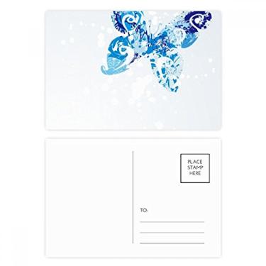 Imagem de Cartão postal com borboleta azul celeste animal voando grafite, cartão de felicitações de aniversário