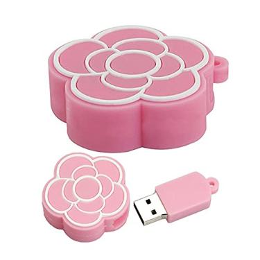 Imagem de Pen Drive USB 2.0 em forma de rosa de 128 GB, pen drive USB, pen drive, pendrive, U, disco, disco, com corrente (rosa)