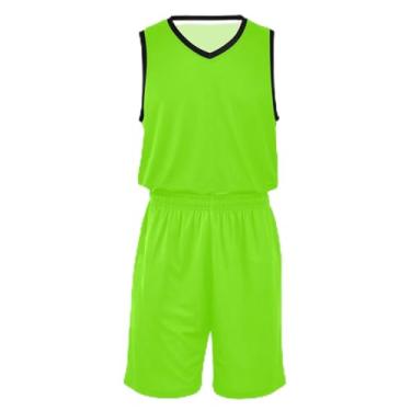 Imagem de CHIFIGNO Camiseta de basquete Apple Green para meninas, tecido macio e confortável, camisa de futebol 5T-13T, Chartreuse, M