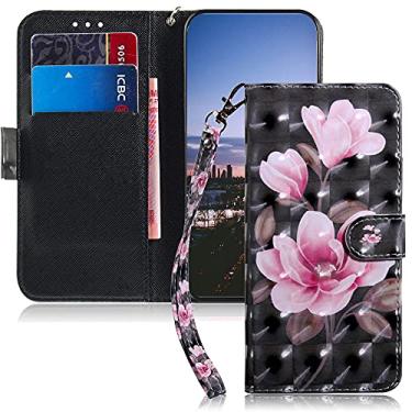 Imagem de MEMAXELUS Capa carteira para Motorola Moto G73 com suporte para cartão, fecho magnético para mulheres, couro PU, à prova de choque, capa protetora para Moto G73 de 6,5 polegadas, flor em pó preto BX